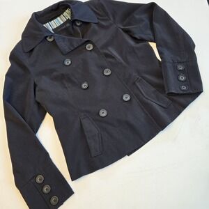 Braetan Black Button Front Double Breasted Womens Blazer Jacket Size Med